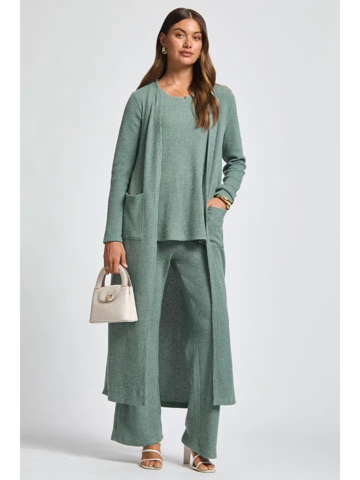 Teal Thermal Sleeveless Tank + Cardigan + Relaxed