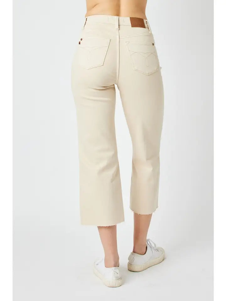 Judy Blue Bone Garment Dyed Crop Wide Leg Jens