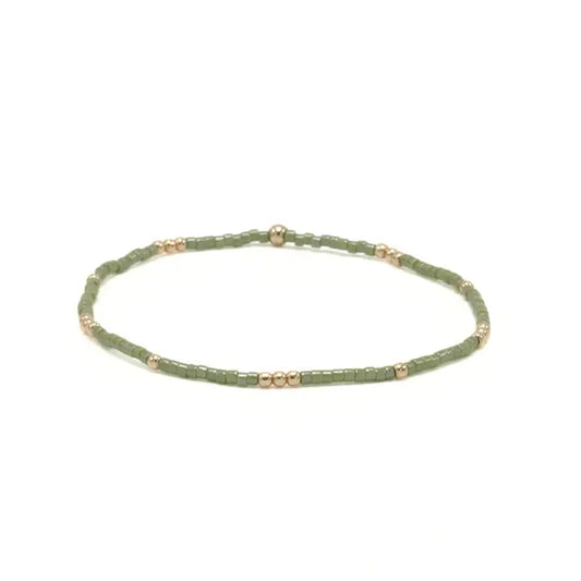 2mm Newport Evergreen + Gold Filled Bracelet