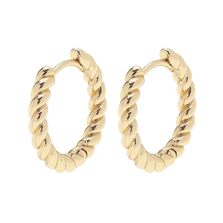 Small Amber Twisted Huggie Hoop Earrings