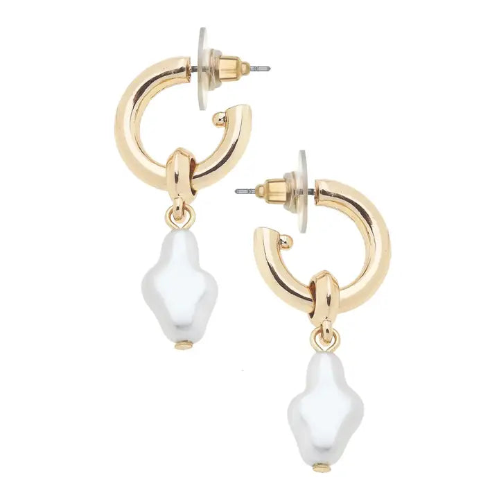 Eve Baroque Cross Drop Hoop Earrings