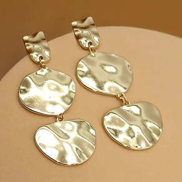 Hammer Shiny Linear Drop Earrings