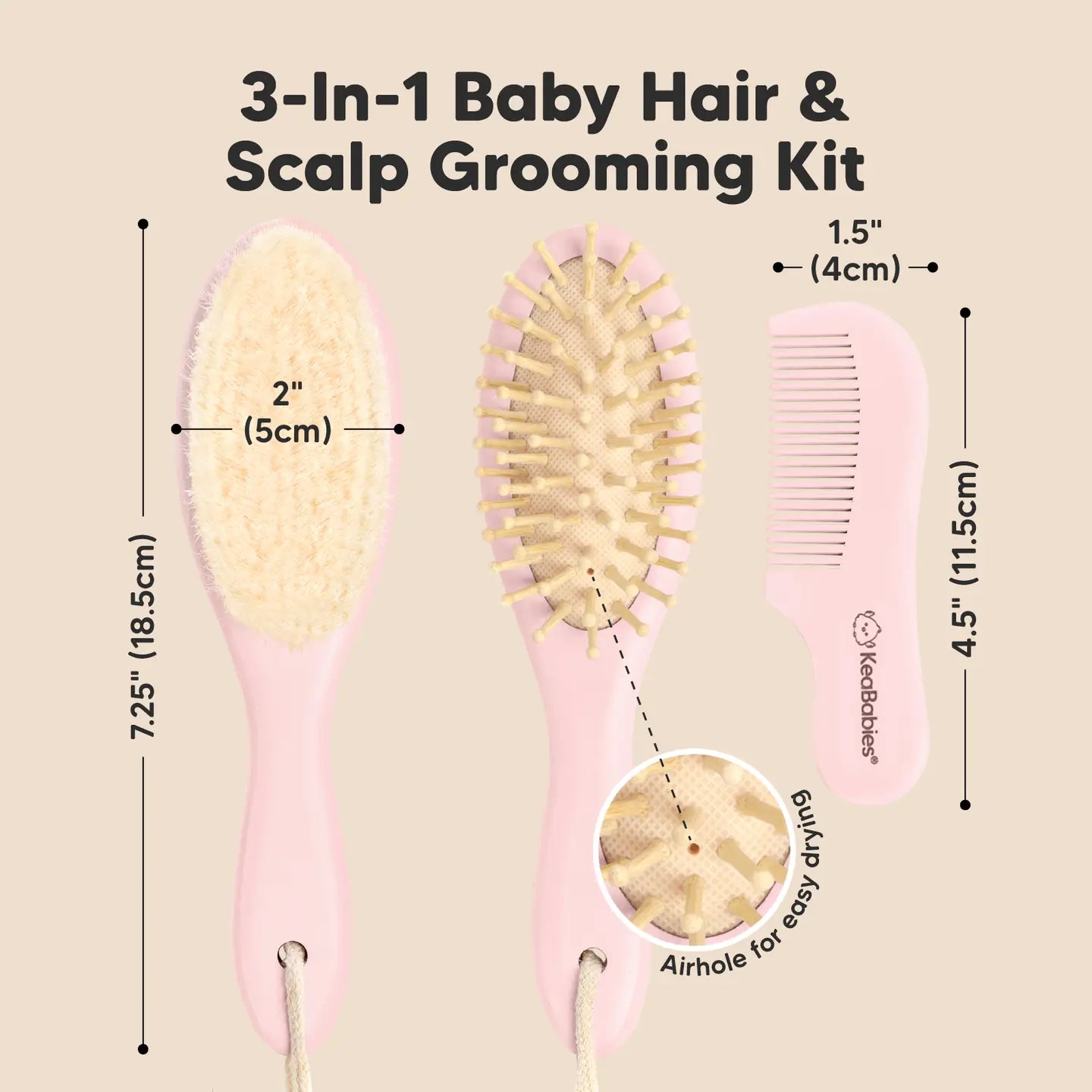Pink Baby Hair Brush and Comb Set