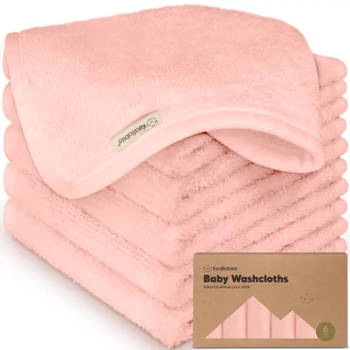 6-Pack Baby Wash Cloths - Blush Pink