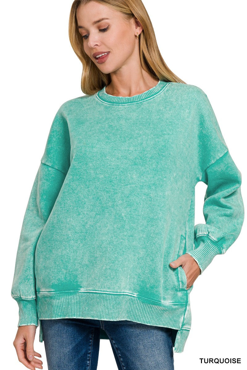 Turquoise Fleece Pullover