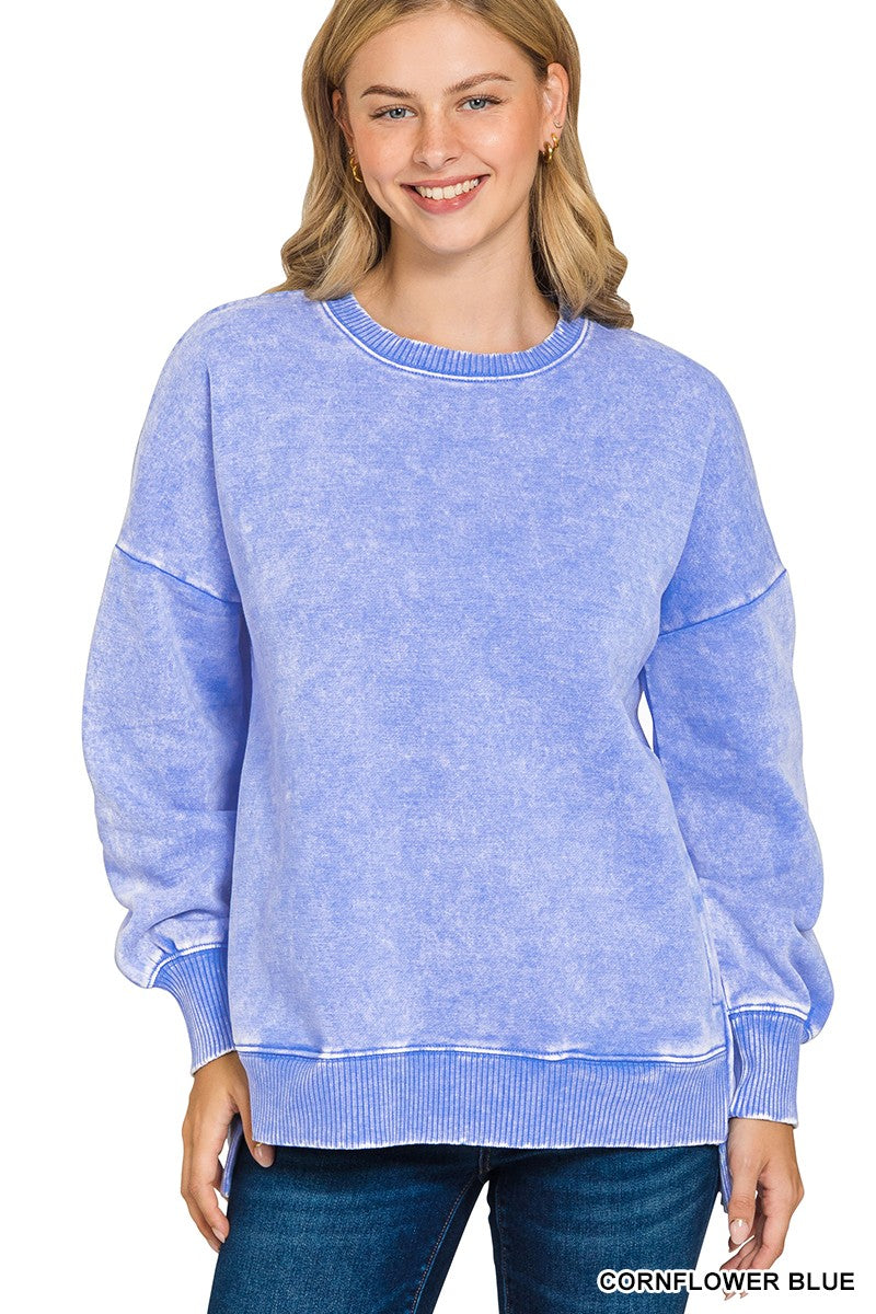 Cornflower Blue Acid wash Sweatshirt