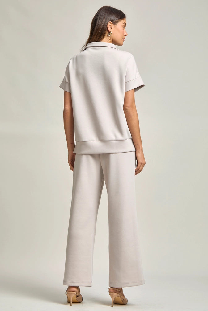 Grey Short Sleeve Quarter Zip and Pants Set