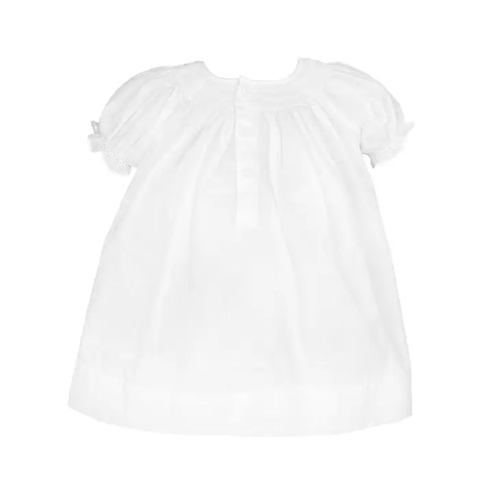 White Day Gown with Wave Smocking