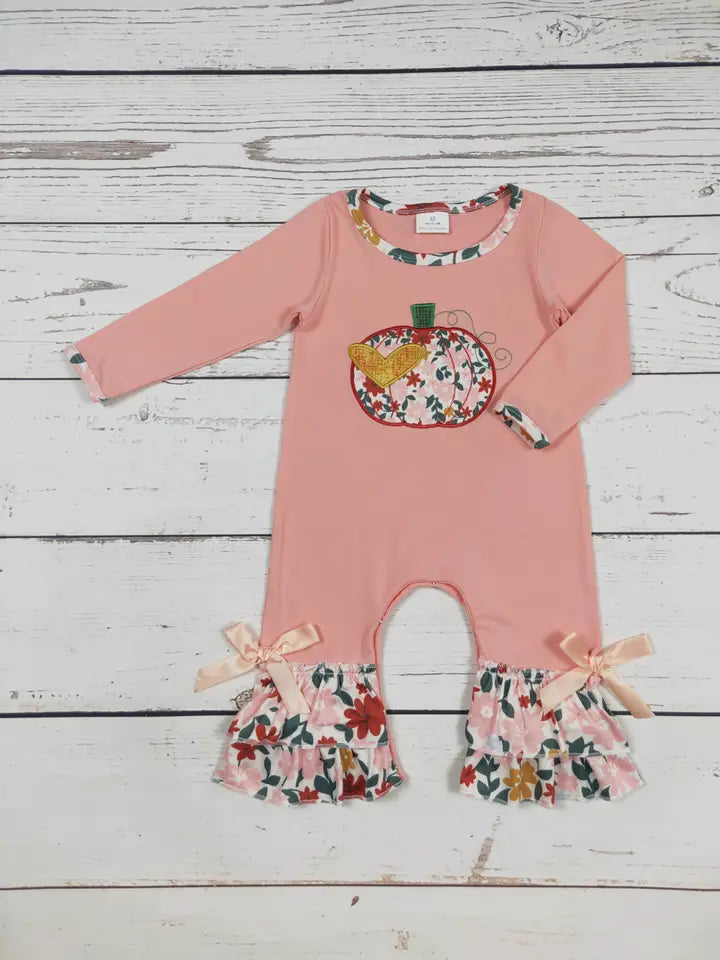 Baby Flower Pumpkin Applique Romper