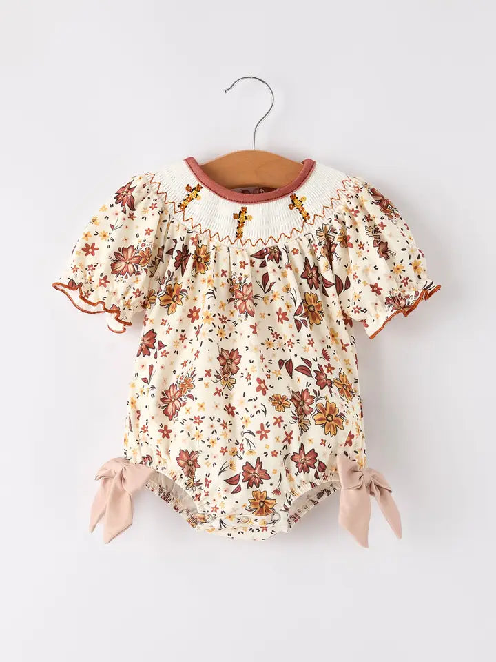 Colorful Floral Smocked Church Romper