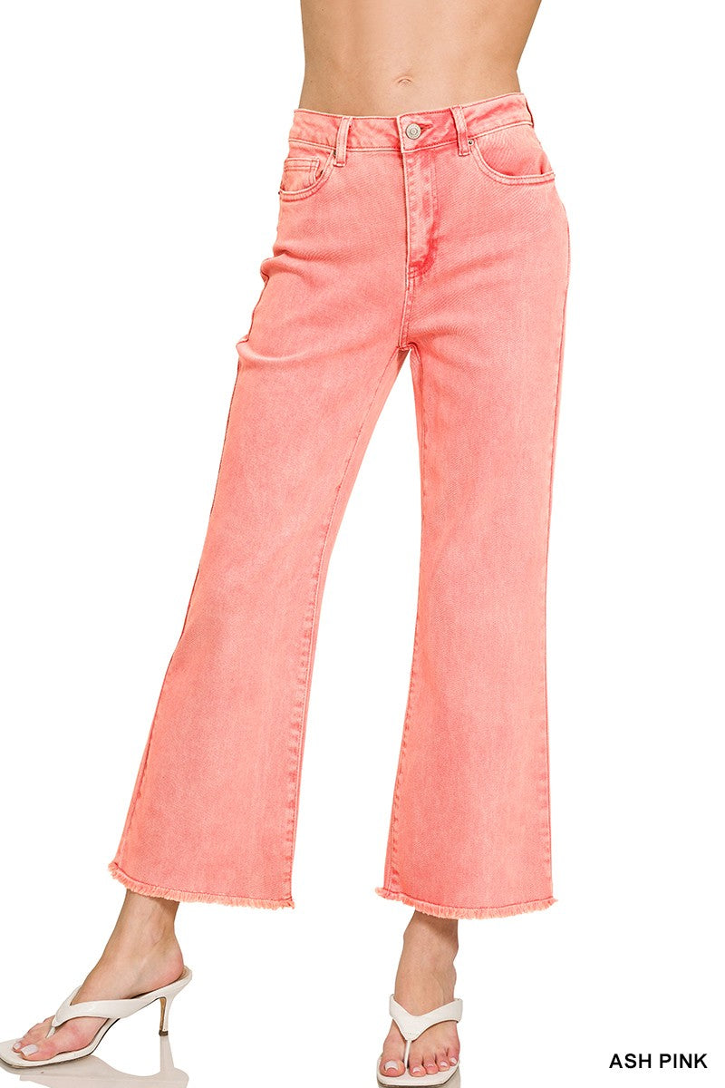 Zenana Ash Pink Acid Wash Pants