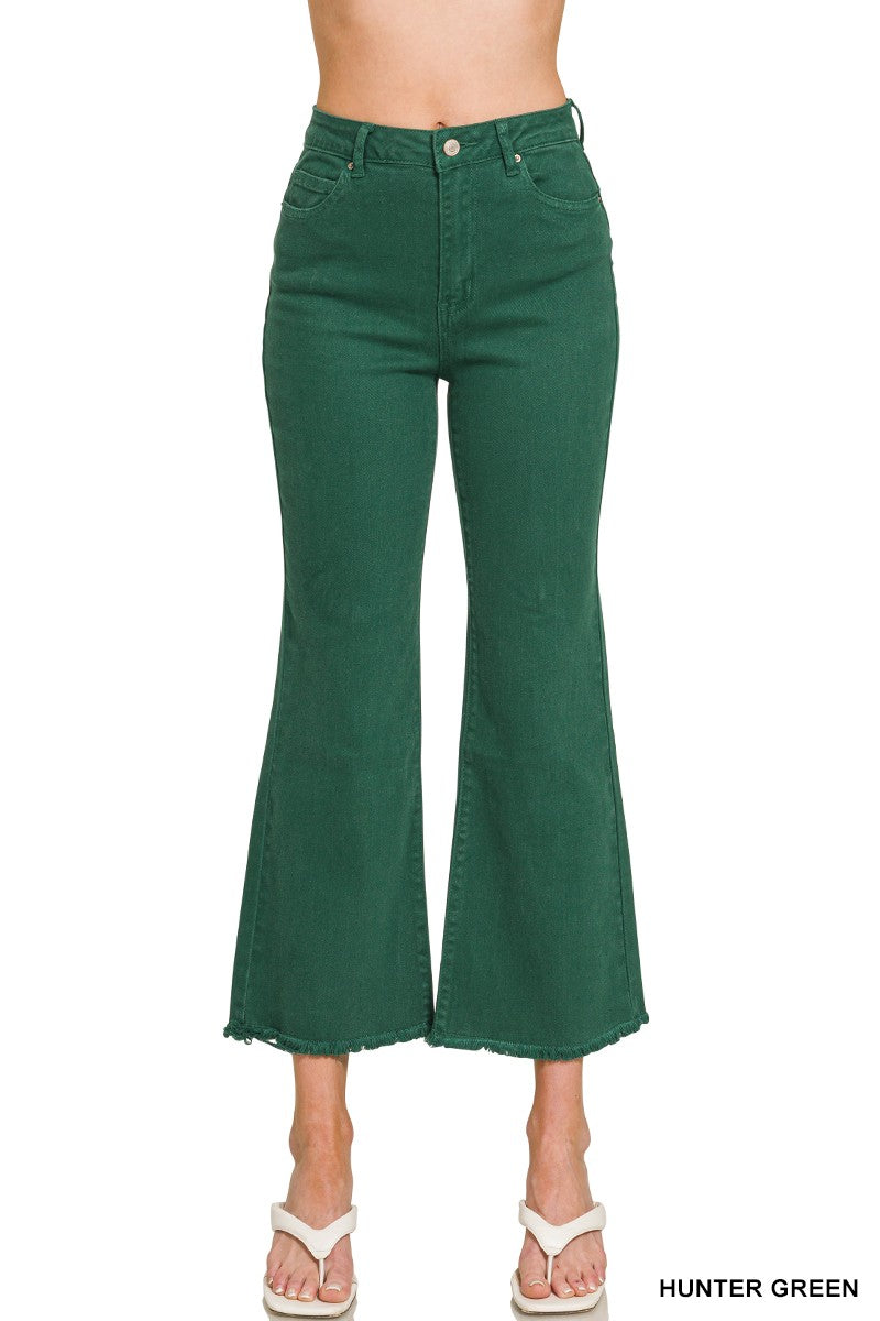 Zenana Hunter Green Acid Wash Pants