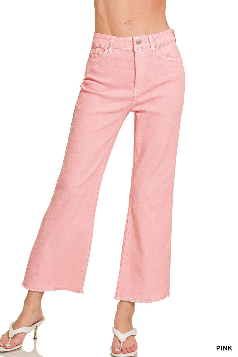 Zenana Pink Acid Wash Pants