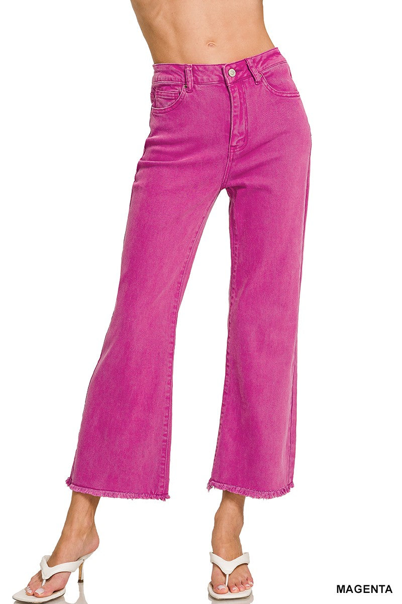 Zenana Magenta Acid Wash Pants