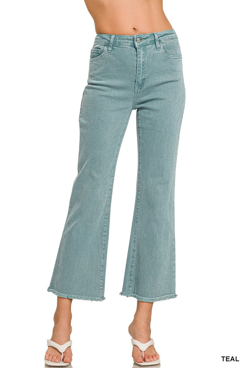 Teal Acid Wash Pants