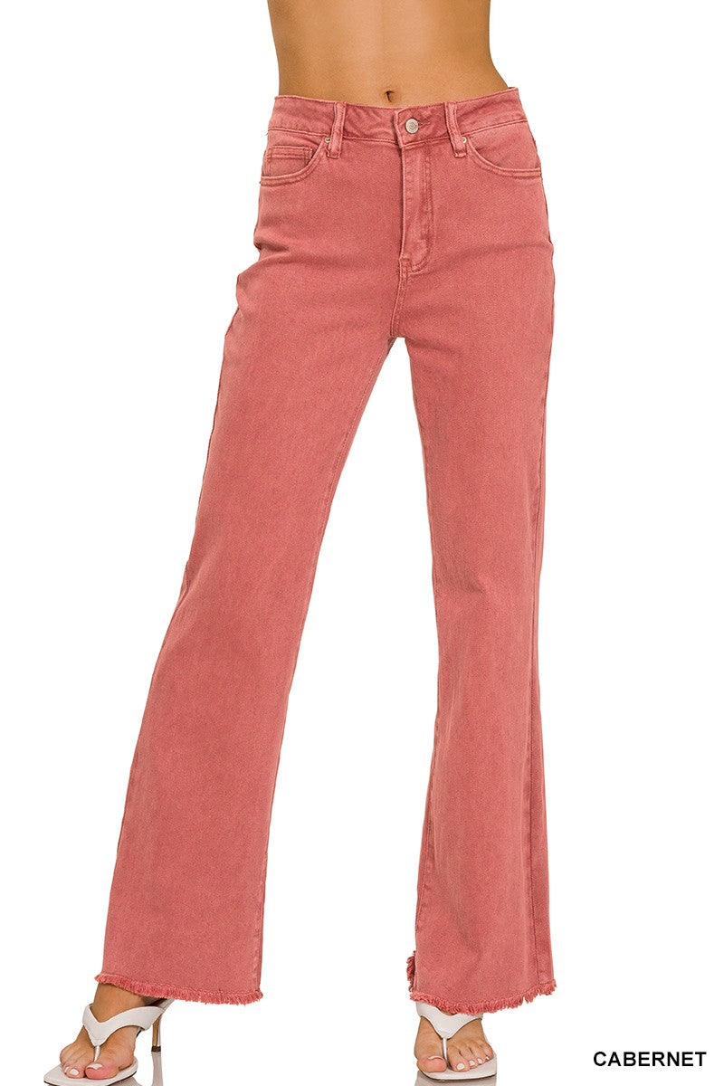 Zenana Long Cabernet Acid Wash Jeans
