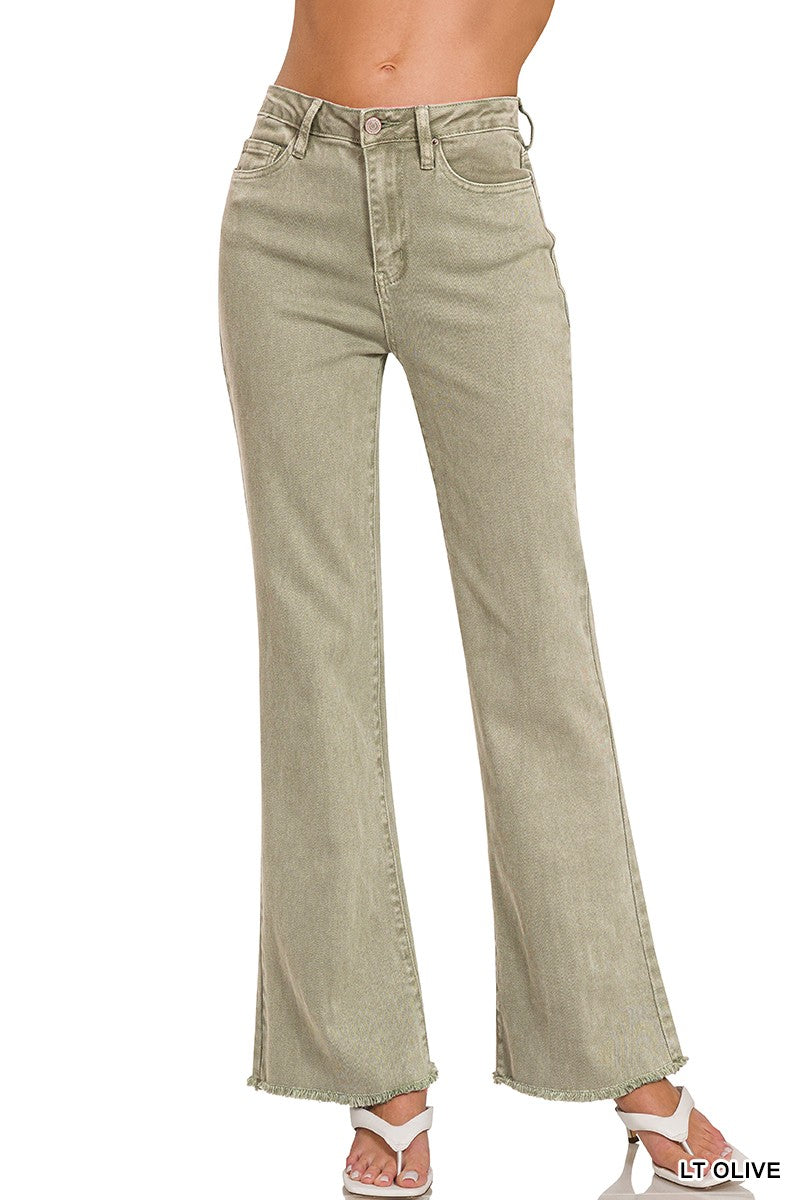 Zenana Long Light Olive Wash Pants