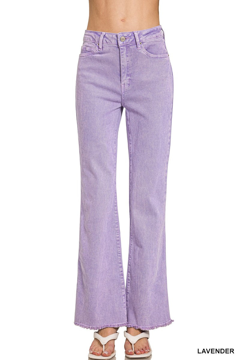 Zenana Long Lavendar Acid Wash Jeans