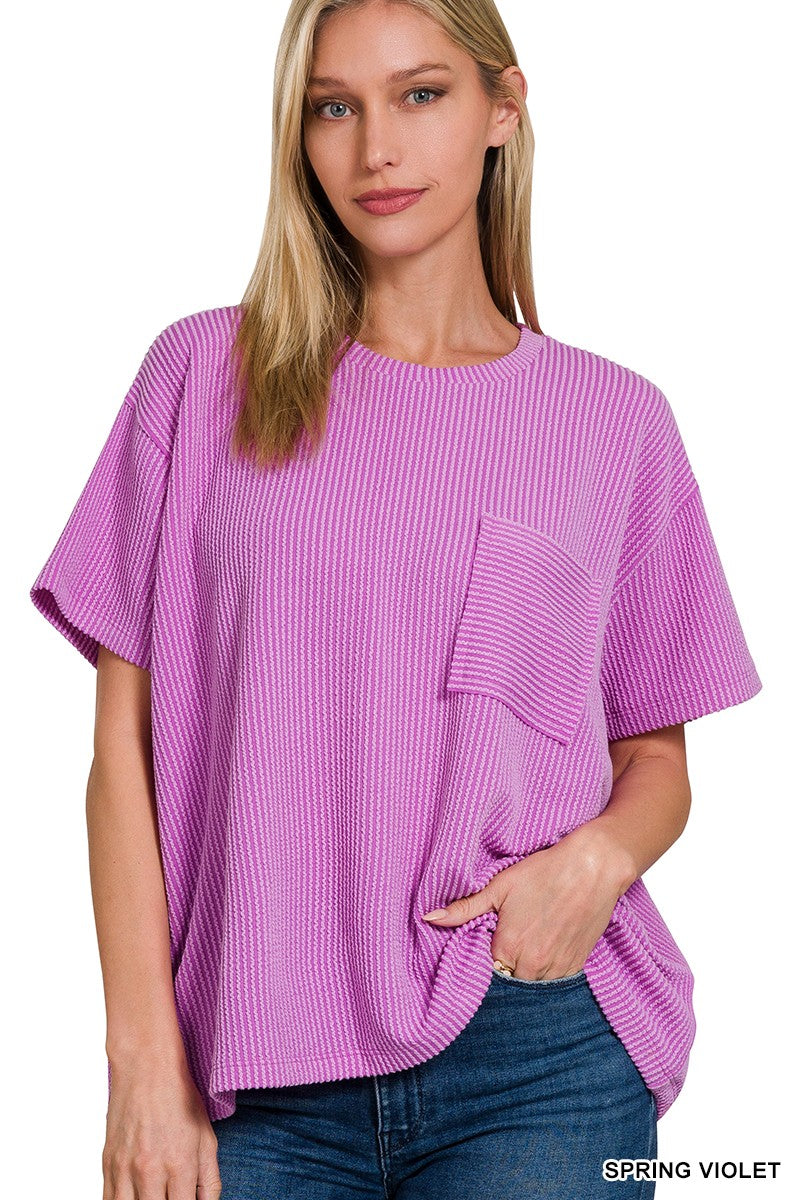 Spring Violet Ribbed Top