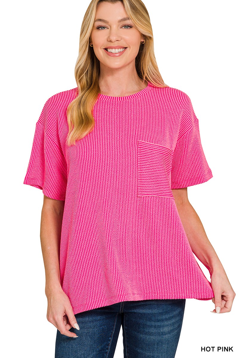 Hot Pink Ribbed Top