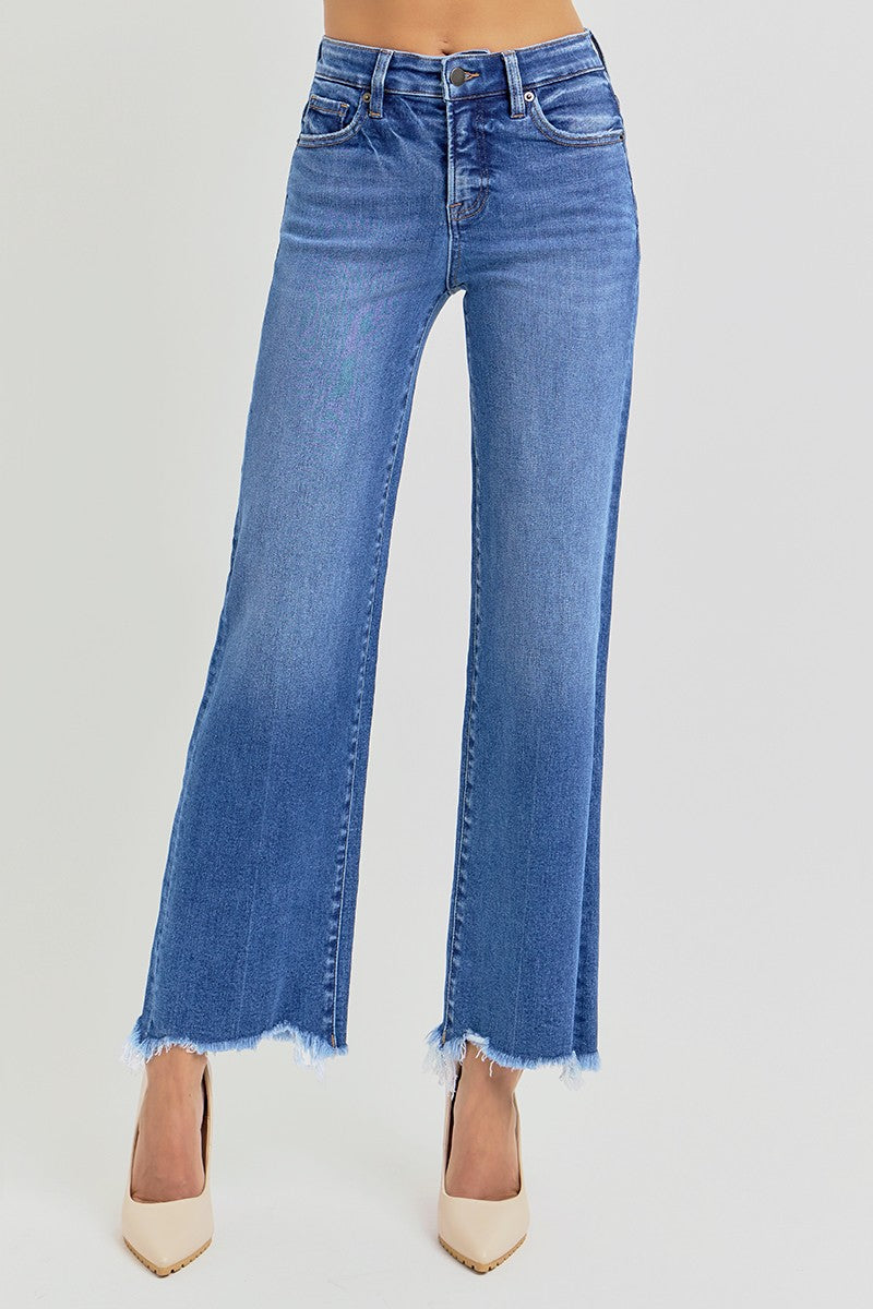 Tummy Control High Rise Ankle Straight Jeans