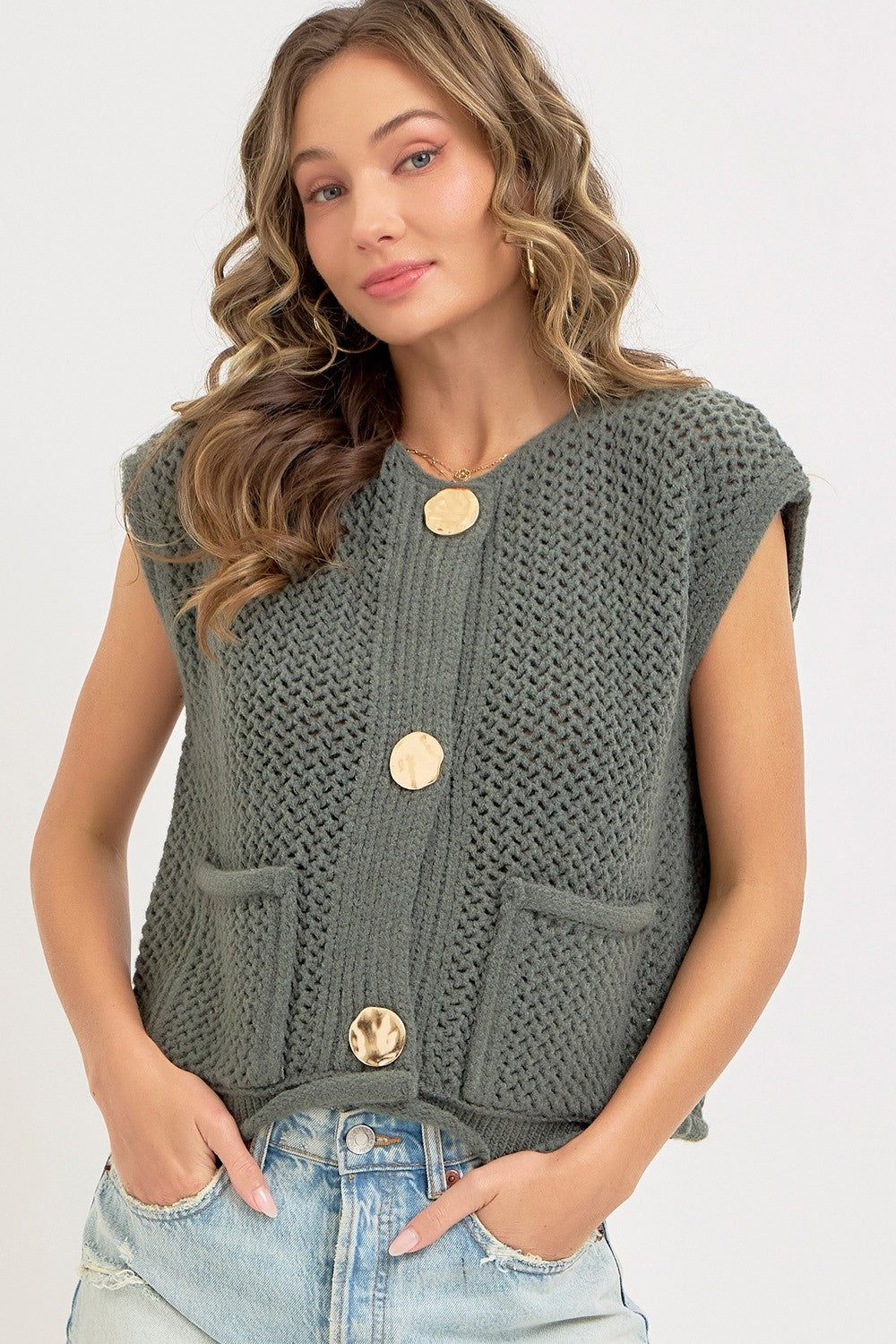 Pinewood Sweater with Gold Buttons