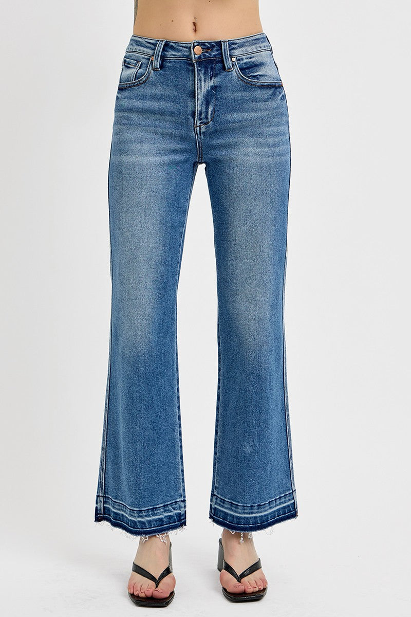 Risen High Rise Ankle Dark Flare Jeans