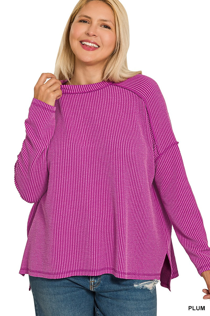 Plum Ribbed Top