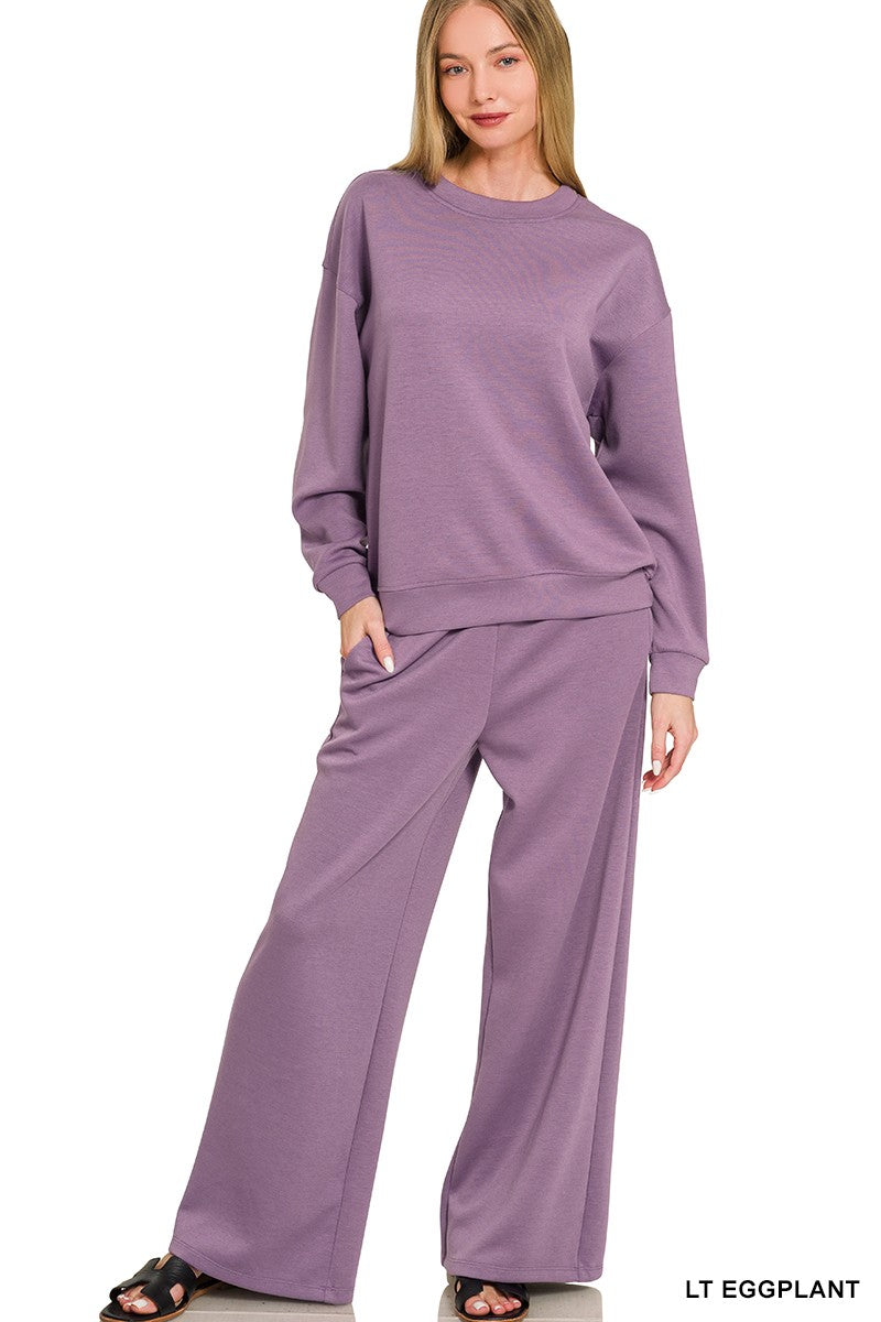 Light Eggplant Scuba Pullover Set