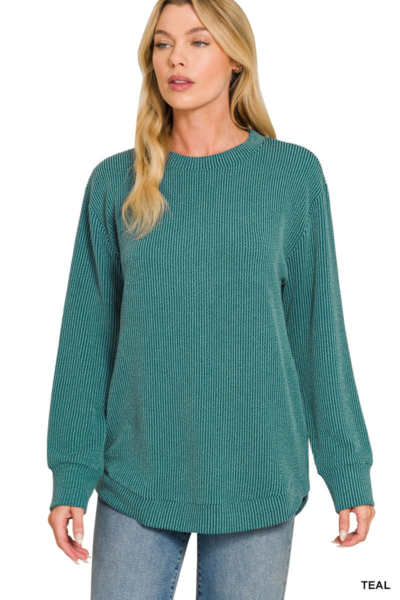 Teal Raised Rib Top