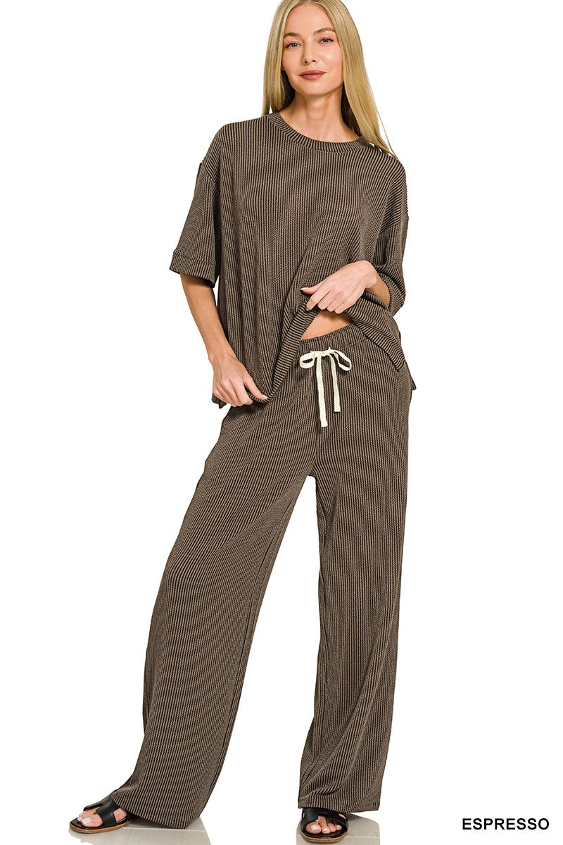 Espresso Ribbed Pants Set
