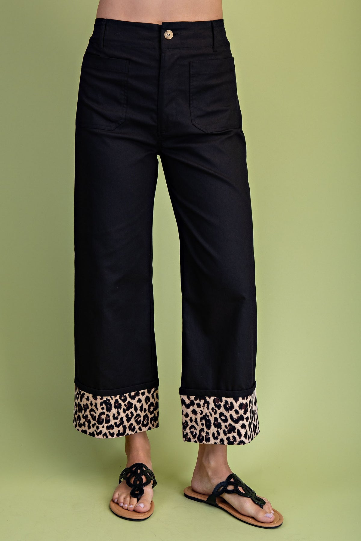 Black Leopard Print Pants