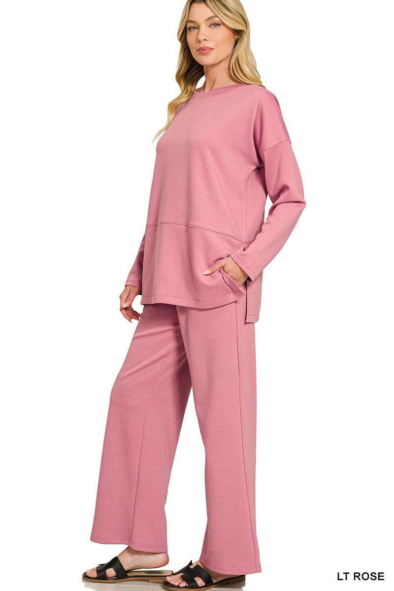 Light Rose Scuba Side Slit Set