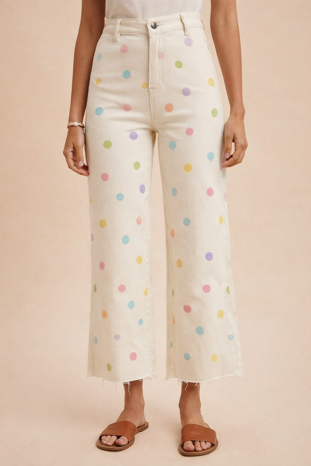 Ivory Multi-Color Polka Dot Pants