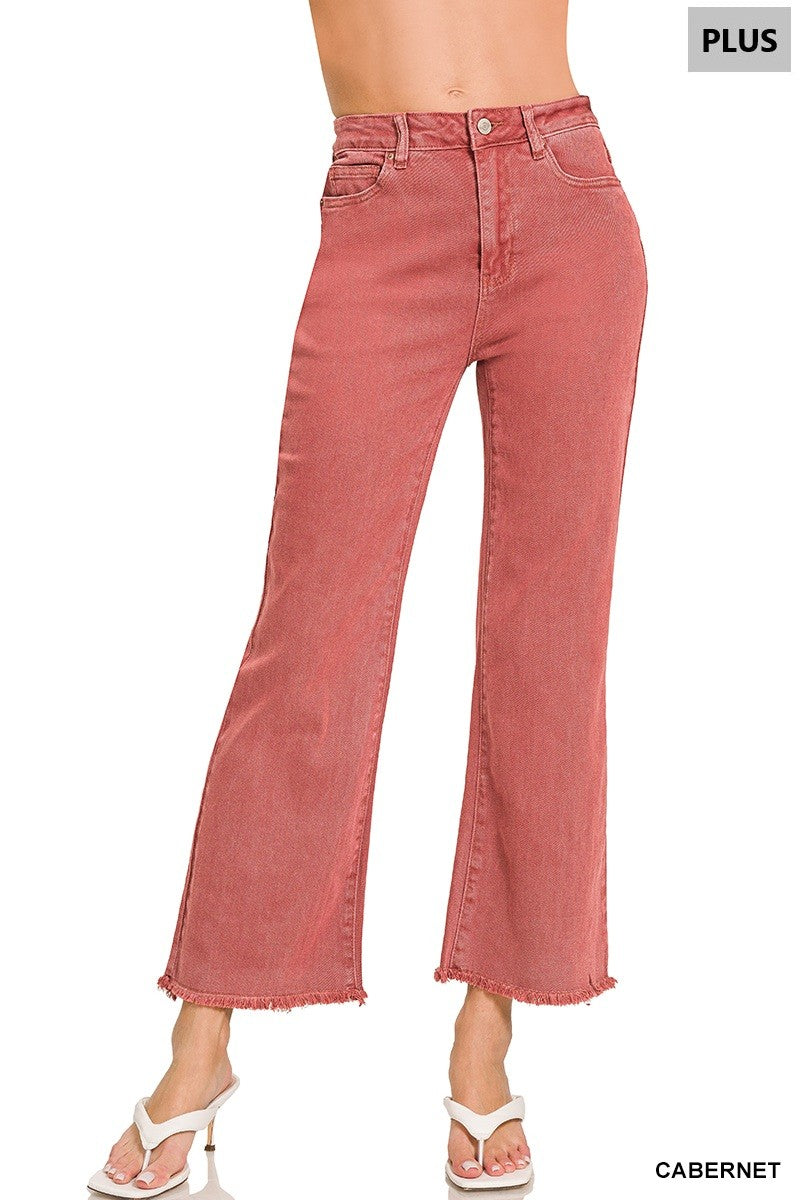Plus Zenana Cabernet Acid Wah Pants