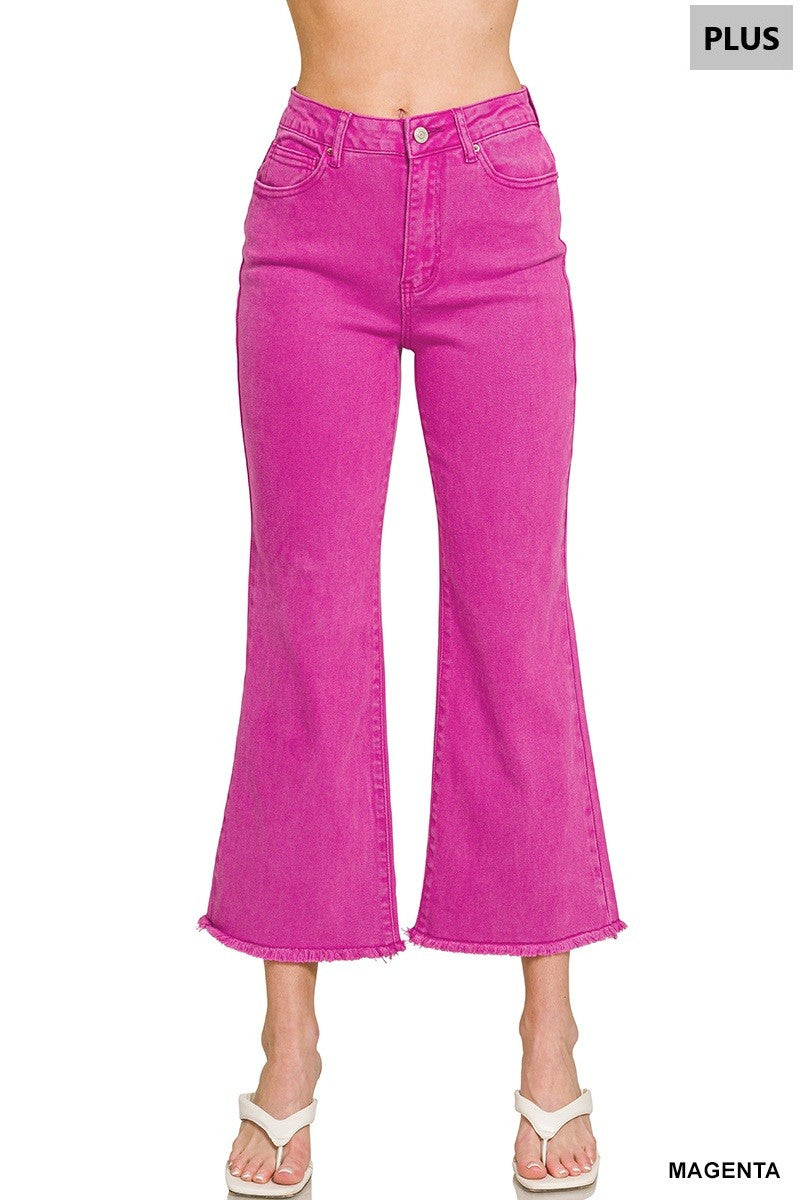 Plus Zenana Magenta Acid Wash Pants