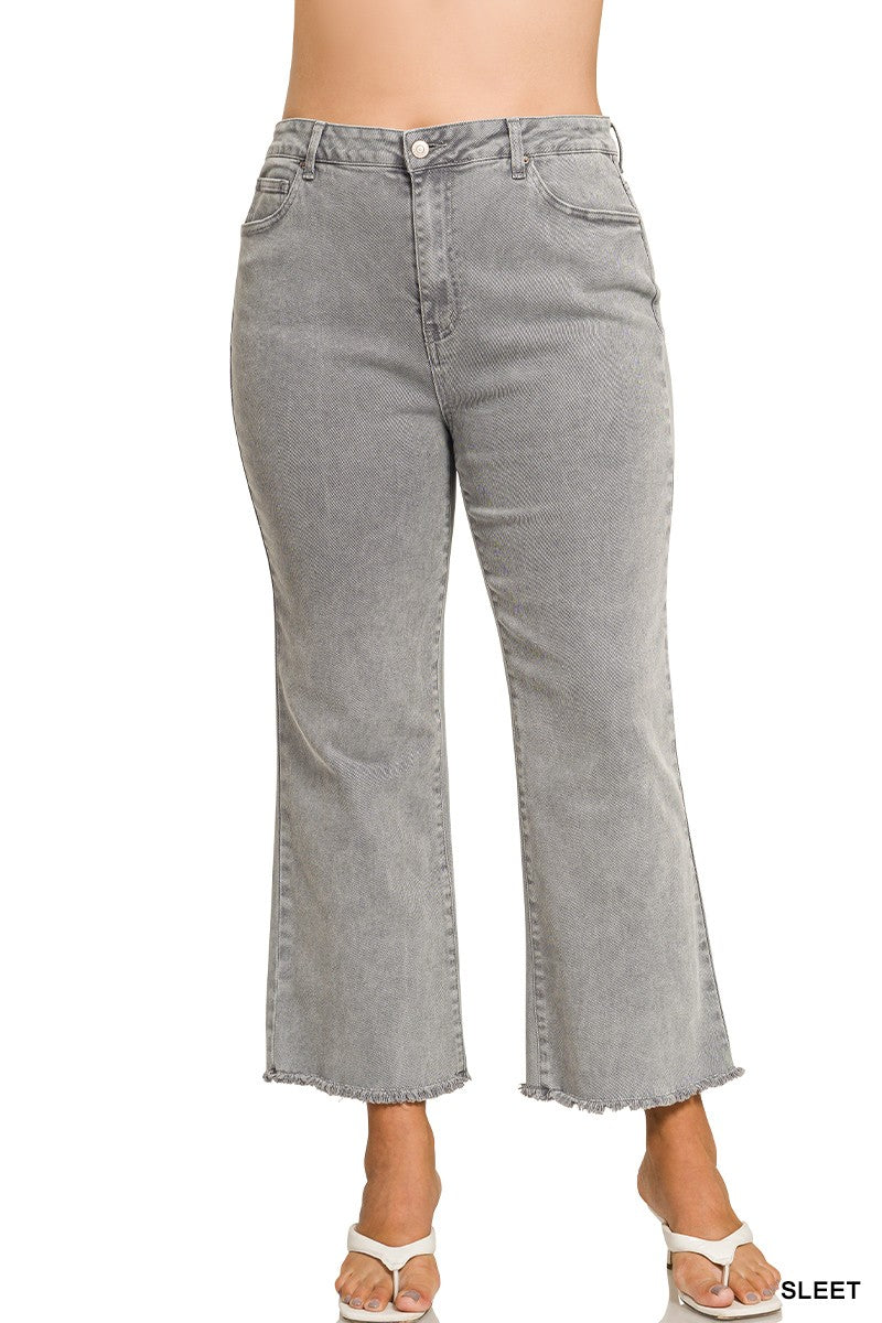 Plus Zenana Sleet Acid Wash Pants