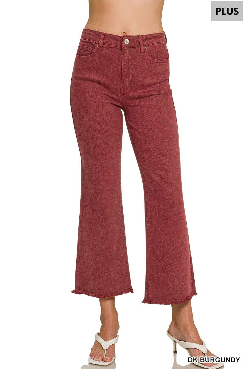 Plus Dark Burgundy Acid Wash Pants