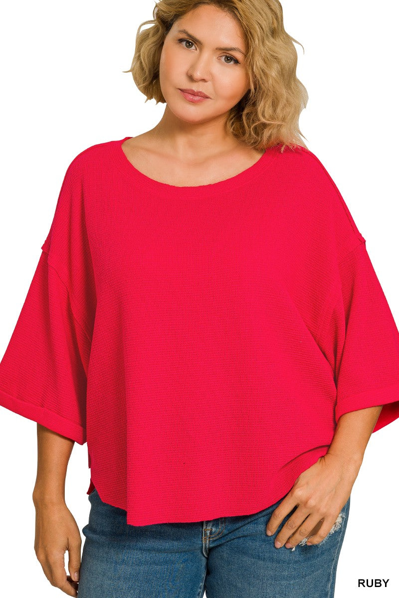 Plus Ruby Double Knit Exposed Seam Top