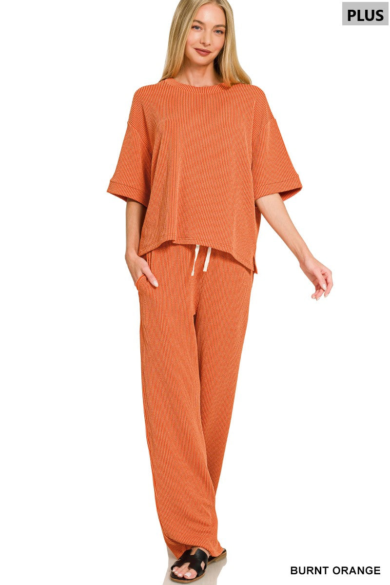 Plus Burnt Orange Ribbed Set