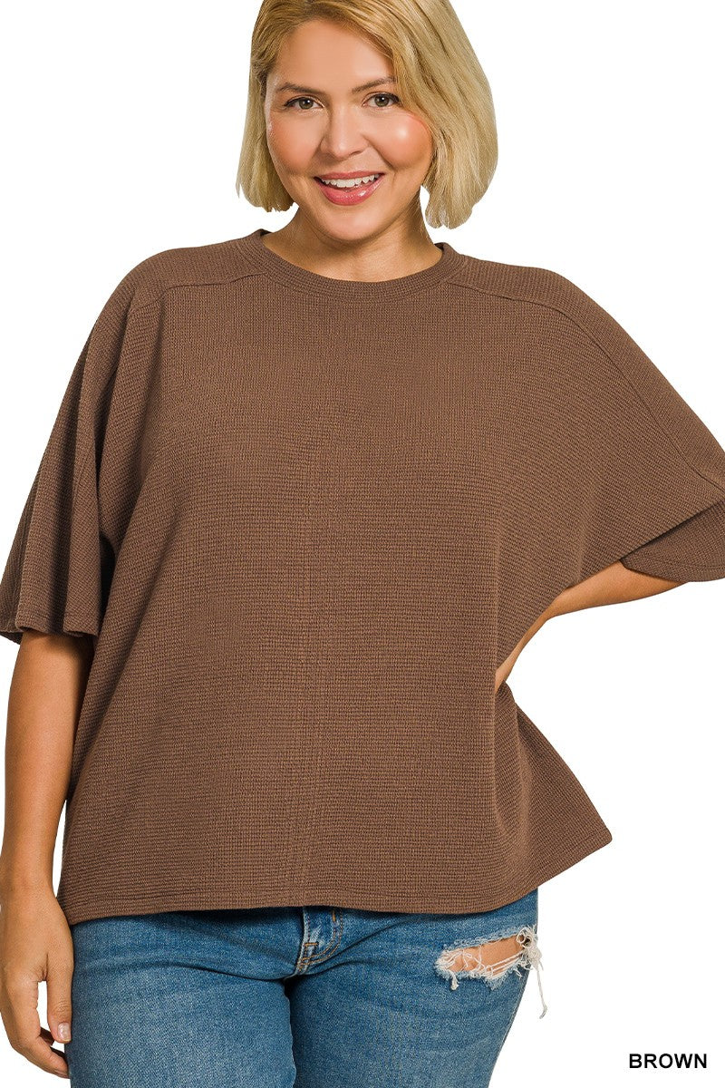 Plus Brown Double Knit Top