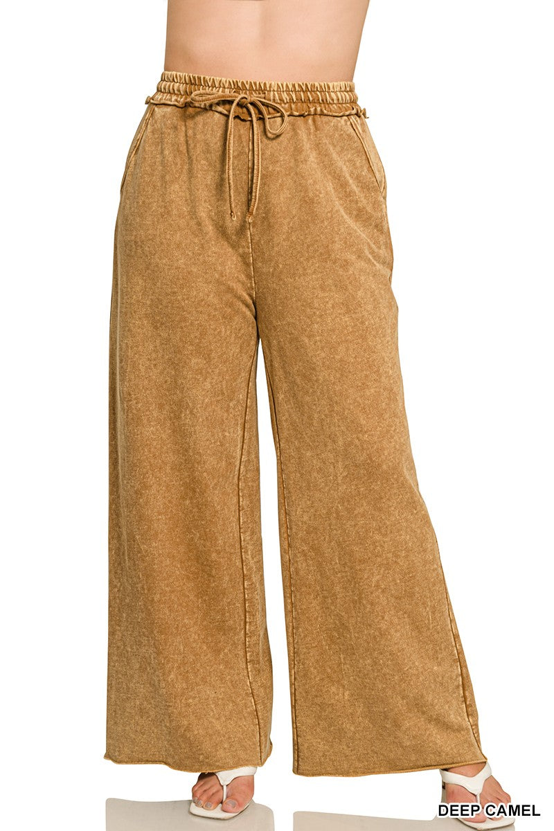 Plus Deep Camel Acid French Terry Pants