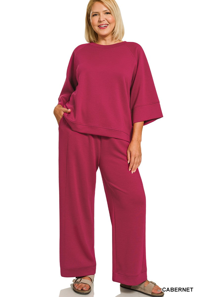 Plus Cabernet Scuba Pullover Set