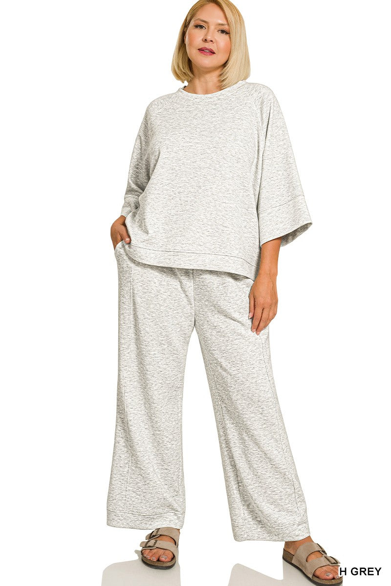 Plus Heather Gray Scuba Pullover Set