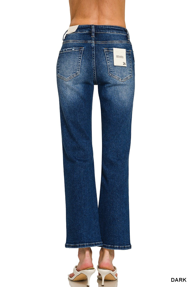 Zenana Dark Wash Cropped Straight Leg Denim Jeans
