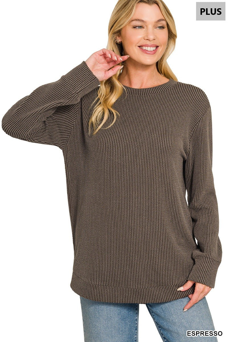 Plus Espresso Raised Rib Top