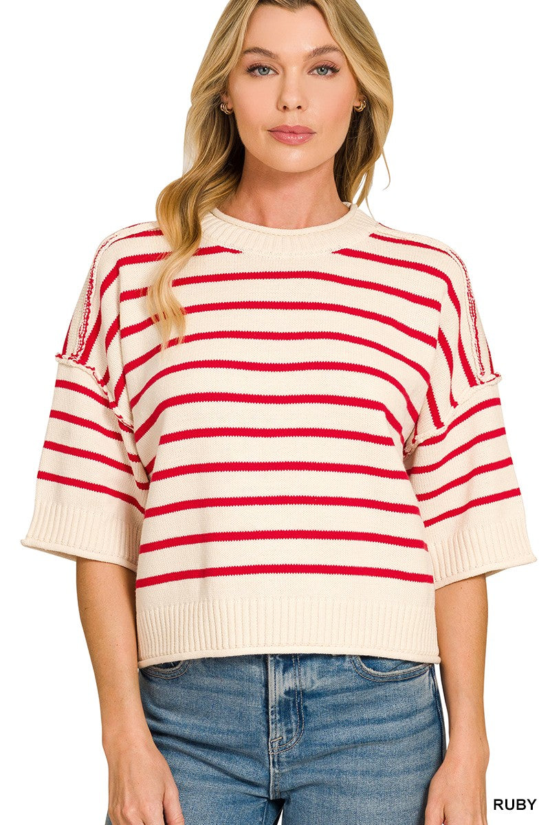 Red and White Stripe Top