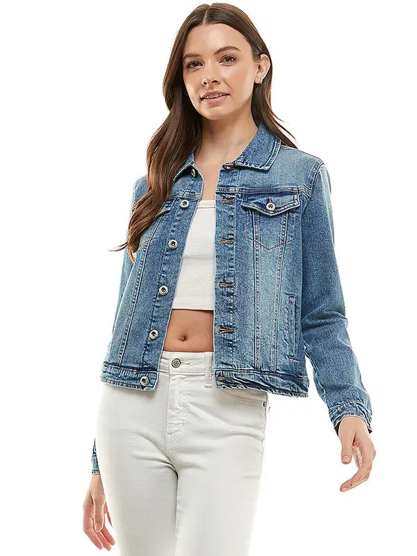 Plus Casual Denim Jacket