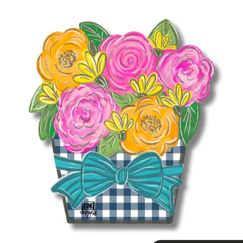 Gingham Flower Jar Mini