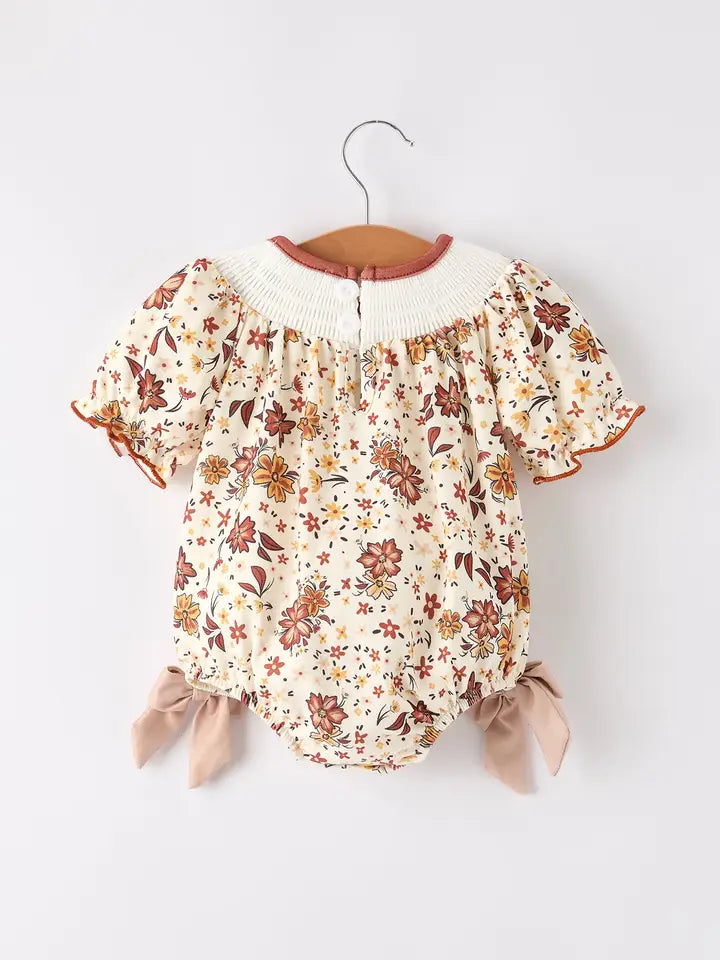 Colorful Floral Smocked Church Romper